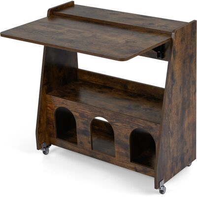 CostwayBureau Informatique Mobile avec Panneau Pliant 3 Tablettes de Rangement Étagère Ouverte et 2 Compartiments 4 Roulettes Café - Publicité CostwayBureau Informatique Mobile avec Panneau Pliant 3 Tablettes de Rangement Étagère Ouverte et 2 Compartiments 4 Roulettes Café - Publicité