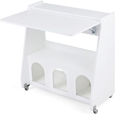 CostwayBureau Informatique Mobile avec Panneau Pliant 3 Tablettes de Rangement Étagère Ouverte et 2 Compartiments 4 Roulettes Blanc - Publicité CostwayBureau Informatique Mobile avec Panneau Pliant 3 Tablettes de Rangement Étagère Ouverte et 2 Compartiments 4 Roulettes Blanc - Publicité