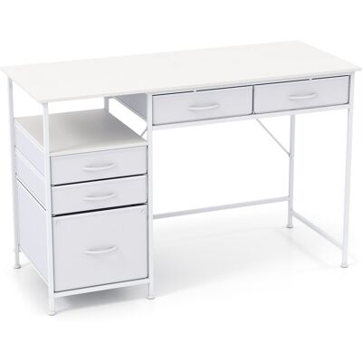 CostwayBureau d Ordinateur de 120 cm Bureau avec Rangement Étagère Tiroirs en Tissu Cadre Métallique Kits Anti-Basculement Blanc - Publicité CostwayBureau d Ordinateur de 120 cm Bureau avec Rangement Étagère Tiroirs en Tissu Cadre Métallique Kits Anti-Basculement Blanc - Publicité