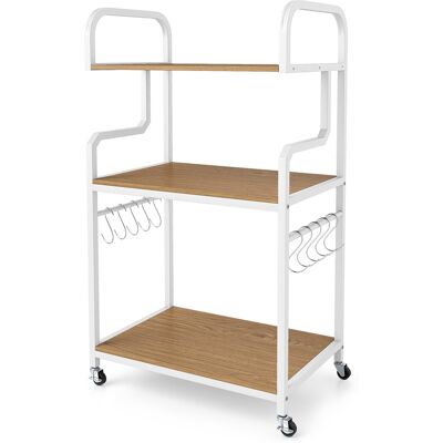 CostwayChariot Roulant 3 Niveaux Étagère de Cuisine Mobile avec 10 Crochets Amovibles 4 Roulettes Cadre Métal Meuble de Rangement Naturel - Publicité CostwayChariot Roulant 3 Niveaux Étagère de Cuisine Mobile avec 10 Crochets Amovibles 4 Roulettes Cadre Métal Meuble de Rangement Naturel - Publicité