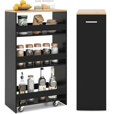 CostwayChariot de Rangement 25cm à roulettes Desserte de Cuisine Etroit à 4 Niveaux avec Poignée Latérale et Roues Universelles Noir+Naturel - Publicité CostwayChariot de Rangement 25cm à roulettes Desserte de Cuisine Etroit à 4 Niveaux avec Poignée Latérale et Roues Universelles Noir+Naturel - Publicité