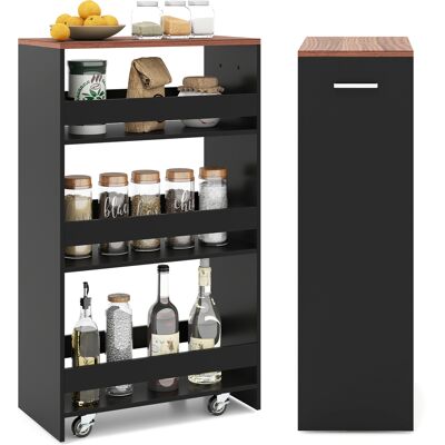 CostwayChariot de Rangement 25cm à roulettes Desserte de Cuisine Etroit à 4 Niveaux avec Poignée Latérale et Roues Universelles Noir+Marron - Publicité CostwayChariot de Rangement 25cm à roulettes Desserte de Cuisine Etroit à 4 Niveaux avec Poignée Latérale et Roues Universelles Noir+Marron - Publicité