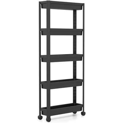 CostwayChariot de Rangement Roulant à 5 Niveaux Organisateur Mobile Gain de Place avec Roulettes Fluides Étagère de Rangement Multifonction Noir - Publicité CostwayChariot de Rangement Roulant à 5 Niveaux Organisateur Mobile Gain de Place avec Roulettes Fluides Étagère de Rangement Multifonction Noir - Publicité