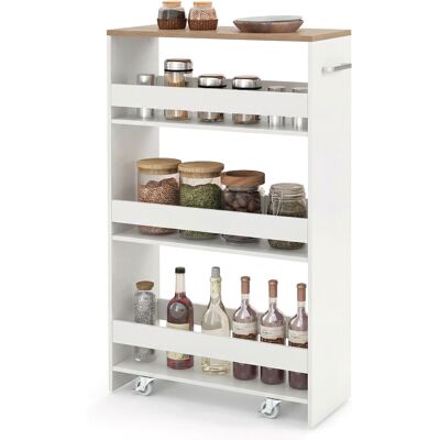 CostwayChariot de Rangement à Roulettes à 4 Niveaux Chariot de Cuisine Etroit de 20 cm à Roulettes Etagères Ouvertes et Poignée Blanc - Publicité CostwayChariot de Rangement à Roulettes à 4 Niveaux Chariot de Cuisine Etroit de 20 cm à Roulettes Etagères Ouvertes et Poignée Blanc - Publicité