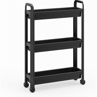CostwayChariot de Rangement à Roulettes Organisateur de Salle de Bain 3 Niveaux avec Poignées Chariot Multifonction Unité d'Étagères Noir - Publicité CostwayChariot de Rangement à Roulettes Organisateur de Salle de Bain 3 Niveaux avec Poignées Chariot Multifonction Unité d'Étagères Noir - Publicité