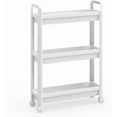 CostwayChariot de Rangement à Roulettes Organisateur de Salle de Bain 3 Niveaux avec Poignées Chariot Multifonction Unité d'Étagères Blanc - Publicité CostwayChariot de Rangement à Roulettes Organisateur de Salle de Bain 3 Niveaux avec Poignées Chariot Multifonction Unité d'Étagères Blanc - Publicité
