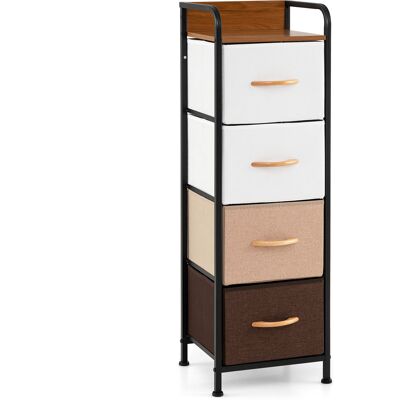 CostwayCommode en Tissu à 4 Tiroirs Commode de Rangement Étroite et Pliable avec Poignées Plateau en Bois Structure en Métal Multicolore - Publicité CostwayCommode en Tissu à 4 Tiroirs Commode de Rangement Étroite et Pliable avec Poignées Plateau en Bois Structure en Métal Multicolore - Publicité