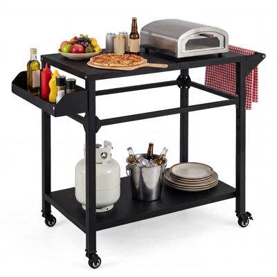 CostwayDesserte sur 4 Roulettes Chariot Plancha 2 Niveaux avec Porte-Serviettes Porte-Épices Étagère&Plan de Travail 100x45x80CM Charge 85KG Noir - Publicité CostwayDesserte sur 4 Roulettes Chariot Plancha 2 Niveaux avec Porte-Serviettes Porte-Épices Étagère&Plan de Travail 100x45x80CM Charge 85KG Noir - Publicité