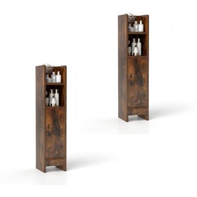 CostwayLot de 2 Armoire de Rangement pour Salle de Bain avec Porte Étagères Réglables Support de Papier Toilette Étroit avec Étagère Réglable Brun - Publicité CostwayLot de 2 Armoire de Rangement pour Salle de Bain avec Porte Étagères Réglables Support de Papier Toilette Étroit avec Étagère Réglable Brun - Publicité