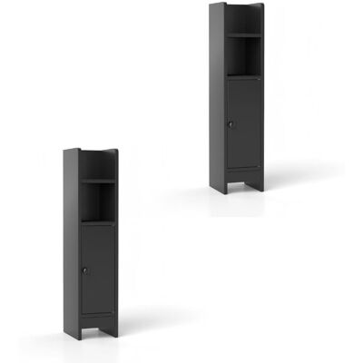CostwayLot de 2 Armoire de Rangement pour Salle de Bain avec Porte Étagères Réglables Support de Papier Toilette Étroit avec Étagère Réglable Noir - Publicité CostwayLot de 2 Armoire de Rangement pour Salle de Bain avec Porte Étagères Réglables Support de Papier Toilette Étroit avec Étagère Réglable Noir - Publicité