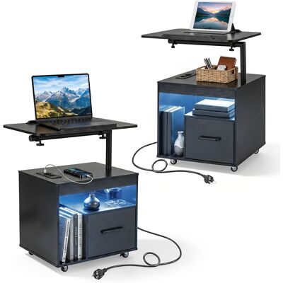 CostwayLot de 2 Tables de Chevet Table de Nuit LED avec Plateau Basculant Rotatif Barrière Antidérapante Tiroir & Étagère Station de Charge Noir - Publicité CostwayLot de 2 Tables de Chevet Table de Nuit LED avec Plateau Basculant Rotatif Barrière Antidérapante Tiroir & Étagère Station de Charge Noir - Publicité