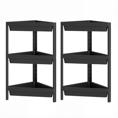 CostwayLot de 2 Étagères d'Angle à 3 Niveaux Étagère Sur Pied pour Salle de Bain avec Design Amovible et Trous de Drainage Organisateur Noir - Publicité CostwayLot de 2 Étagères d'Angle à 3 Niveaux Étagère Sur Pied pour Salle de Bain avec Design Amovible et Trous de Drainage Organisateur Noir - Publicité