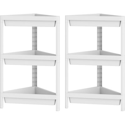 CostwayLot de 2 Étagères d'Angle à 3 Niveaux Étagère Sur Pied pour Salle de Bain avec Design Amovible et Trous de Drainage Organisateur Blanc - Publicité CostwayLot de 2 Étagères d'Angle à 3 Niveaux Étagère Sur Pied pour Salle de Bain avec Design Amovible et Trous de Drainage Organisateur Blanc - Publicité