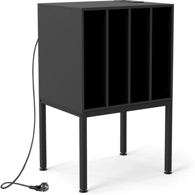 CostwayMeuble Platine Vinyle avec Station de Charge Support avec 4 Compartiments Ouverts Pieds Métalliques Surélevés 50 x 40 x 81 cm Noir - Publicité CostwayMeuble Platine Vinyle avec Station de Charge Support avec 4 Compartiments Ouverts Pieds Métalliques Surélevés 50 x 40 x 81 cm Noir - Publicité