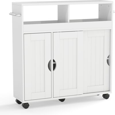 CostwayMeuble Salle de Bain Desserte avec Roulettes 2 Compartiments Ouverts Étagère Ajustable & Porte-Serviettes Chariot de Rangement Blanc - Publicité CostwayMeuble Salle de Bain Desserte avec Roulettes 2 Compartiments Ouverts Étagère Ajustable & Porte-Serviettes Chariot de Rangement Blanc - Publicité