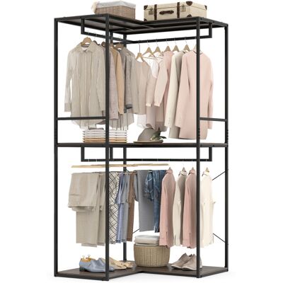 CostwayPortant a Vetement d'Angle Penderie Vetement Dressing avec Étagères de Rangement et Tringle Portique Vêtement Solide 100 x 100 x 200 cm - Publicité CostwayPortant a Vetement d'Angle Penderie Vetement Dressing avec Étagères de Rangement et Tringle Portique Vêtement Solide 100 x 100 x 200 cm - Publicité