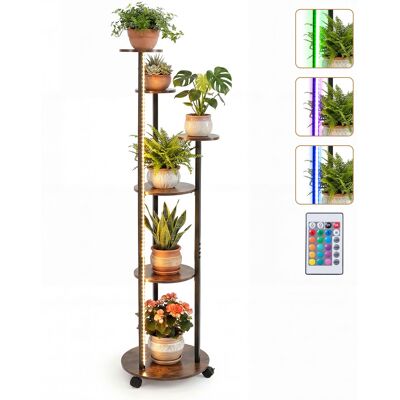 CostwaySupport pour Plantes Intérieur Étagère d Angle à 6 Niveaux avec Roulettes Verrouillables Lumières LED 16 Couleurs Marron Rustique - Publicité CostwaySupport pour Plantes Intérieur Étagère d Angle à 6 Niveaux avec Roulettes Verrouillables Lumières LED 16 Couleurs Marron Rustique - Publicité