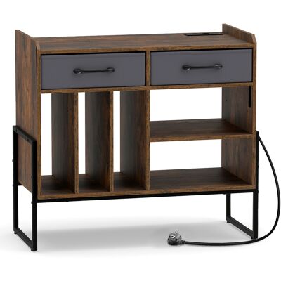 CostwaySupport pour Tourne-Disque avec Station de Charge 3 Compartiments 2 Tiroirs Tissu Amovibles 76 x 35,5 x 68,5 cm Marron Rustique - Publicité CostwaySupport pour Tourne-Disque avec Station de Charge 3 Compartiments 2 Tiroirs Tissu Amovibles 76 x 35,5 x 68,5 cm Marron Rustique - Publicité