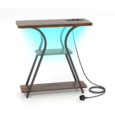 CostwayTable Console avec Station de Charge Console d'Entrée avec 3 Étagères Cadre Métallique Pieds Réglables 70,5 x 30,5 x 81,5 CM Café - Publicité CostwayTable Console avec Station de Charge Console d'Entrée avec 3 Étagères Cadre Métallique Pieds Réglables 70,5 x 30,5 x 81,5 CM Café - Publicité