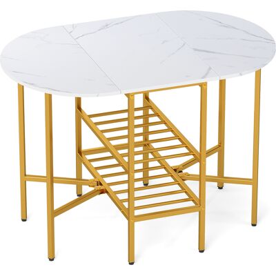 CostwayTable a Manger 110x70CM Table Ovale Pliante avec 2 Abattants 2 Étagères et Porte-Bouteille Charge 140KG Blanc - Publicité CostwayTable a Manger 110x70CM Table Ovale Pliante avec 2 Abattants 2 Étagères et Porte-Bouteille Charge 140KG Blanc - Publicité