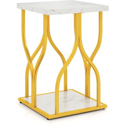 CostwayTable d'Appoint à 2 Niveaux avec Plateau Imitation Marbre Étagère de Rangement Table de Chevet Moderne 39,5 x 39,5 x 59,5 cm Blanc - Publicité CostwayTable d'Appoint à 2 Niveaux avec Plateau Imitation Marbre Étagère de Rangement Table de Chevet Moderne 39,5 x 39,5 x 59,5 cm Blanc - Publicité
