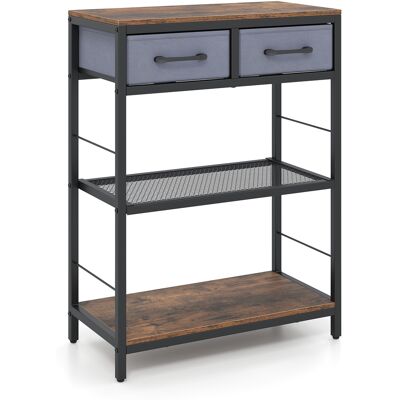 CostwayTable d'Entrée Étroite Table Console 3 Niveaux avec 2 Tiroirs en Tissu Étagères Ouvertes Cadre en Métal 60 x 30 x 81 cm Marron Rustique - Publicité CostwayTable d'Entrée Étroite Table Console 3 Niveaux avec 2 Tiroirs en Tissu Étagères Ouvertes Cadre en Métal 60 x 30 x 81 cm Marron Rustique - Publicité