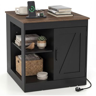 CostwayTable de Chevet Style Ferme avec Station de Chargement Table de Nuit avec Étagère Réglable Armoire et Porte de Grange Noir - Publicité CostwayTable de Chevet Style Ferme avec Station de Chargement Table de Nuit avec Étagère Réglable Armoire et Porte de Grange Noir - Publicité