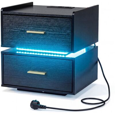 CostwayTable de Chevet avec Station de Charge Table de Nuit LED avec 2 Tiroirs Bout de Canape Semi-Flottante avec Base Métallique Noir - Publicité CostwayTable de Chevet avec Station de Charge Table de Nuit LED avec 2 Tiroirs Bout de Canape Semi-Flottante avec Base Métallique Noir - Publicité