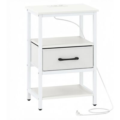 CostwayTable de Chevet avec Station de Charge Table de Nuit avec Tiroir en Tissu et Étagères Ouvertes Cadre Métallique Doré+Blanc - Publicité CostwayTable de Chevet avec Station de Charge Table de Nuit avec Tiroir en Tissu et Étagères Ouvertes Cadre Métallique Doré+Blanc - Publicité