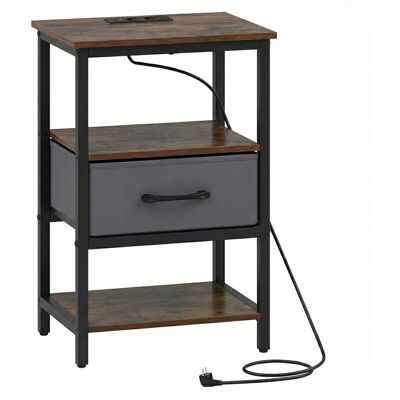 CostwayTable de Chevet avec Station de Charge Table de Nuit avec Tiroir en Tissu et Étagères Ouvertes Cadre Métallique Marron+Noir - Publicité CostwayTable de Chevet avec Station de Charge Table de Nuit avec Tiroir en Tissu et Étagères Ouvertes Cadre Métallique Marron+Noir - Publicité