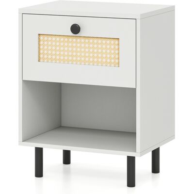 CostwayTable de Chevet en Rotin avec Tiroir et Étagère Ouverte Table d'Appoint Bohème avec Pieds Métalliques Bout de Canapé Moderne 40 x 30 x 52 cm - Publicité CostwayTable de Chevet en Rotin avec Tiroir et Étagère Ouverte Table d'Appoint Bohème avec Pieds Métalliques Bout de Canapé Moderne 40 x 30 x 52 cm - Publicité