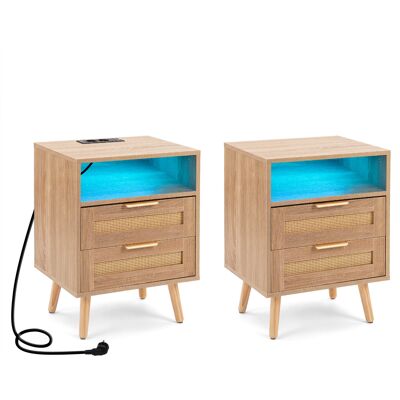 CostwayTable de Chevet en Rotin et Bois Table de Nuit Bout de Canapé avec Éclairage LED Personnalisable 2 Tiroirs et Compartiment Ouvert Naturel - Publicité CostwayTable de Chevet en Rotin et Bois Table de Nuit Bout de Canapé avec Éclairage LED Personnalisable 2 Tiroirs et Compartiment Ouvert Naturel - Publicité