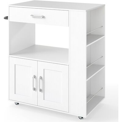 CostwayÎlot de Cuisine Chariot de Cuisine Mobile avec Roues Verrouillables Cube Ouvert Étagères Tiroir Porte-Serviettes Chariot Utilitaire Blanc - Publicité CostwayÎlot de Cuisine Chariot de Cuisine Mobile avec Roues Verrouillables Cube Ouvert Étagères Tiroir Porte-Serviettes Chariot Utilitaire Blanc - Publicité