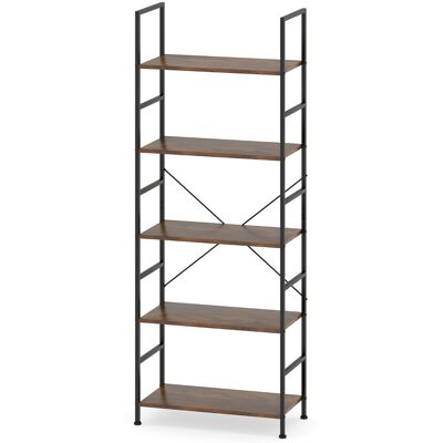 CostwayÉtagère 5 Niveaux Bibliothèque de 160 cm de Hauteur avec Cadre Métallique Kits Anti-Basculement Organisateur de Rangement Brun Rustique - Publicité CostwayÉtagère 5 Niveaux Bibliothèque de 160 cm de Hauteur avec Cadre Métallique Kits Anti-Basculement Organisateur de Rangement Brun Rustique - Publicité