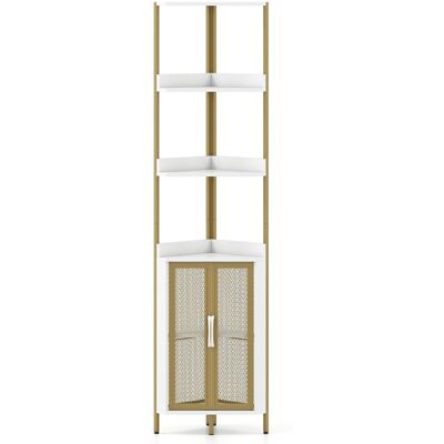 CostwayÉtagère d'Angle à 6 Niveaux Bibliothèque d'Angle avec Armoire et Portes Étagère Indépendante pour Plantes Style Industriel Blanc - Publicité CostwayÉtagère d'Angle à 6 Niveaux Bibliothèque d'Angle avec Armoire et Portes Étagère Indépendante pour Plantes Style Industriel Blanc - Publicité