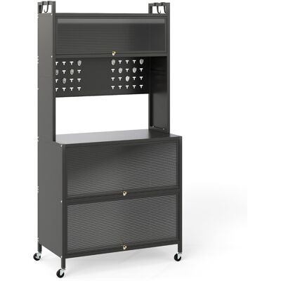 CostwayÉtagère de Cuisine à 5 Niveaux Support Micro-ondes Multifonction avec Portes Battantes Panneau Perforé & Crochets Gris - Publicité CostwayÉtagère de Cuisine à 5 Niveaux Support Micro-ondes Multifonction avec Portes Battantes Panneau Perforé & Crochets Gris - Publicité