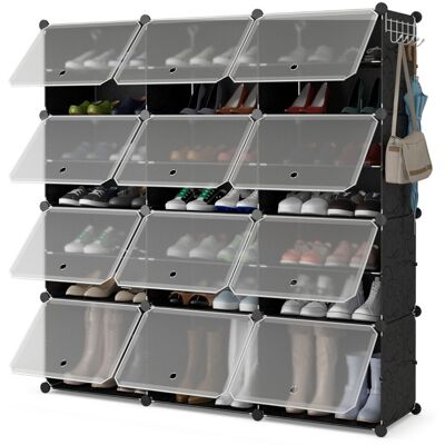 CostwayÉtagère à Chaussures à 8 Niveaux Armoire à Chaussures en Plastique pour 48 Paires avec Crochet de Suspension Latéral Réglable Noir - Publicité CostwayÉtagère à Chaussures à 8 Niveaux Armoire à Chaussures en Plastique pour 48 Paires avec Crochet de Suspension Latéral Réglable Noir - Publicité