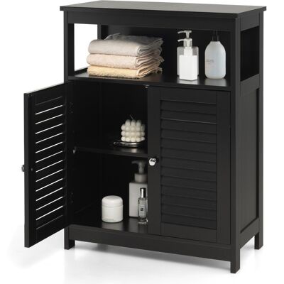 CostwayMeuble de Rangement pour Salle de Bain Meuble sur Pieds en Bois avec Placard 2 Portes pour Salle de Bain Salon Chambre Noir - Publicité CostwayMeuble de Rangement pour Salle de Bain Meuble sur Pieds en Bois avec Placard 2 Portes pour Salle de Bain Salon Chambre Noir - Publicité