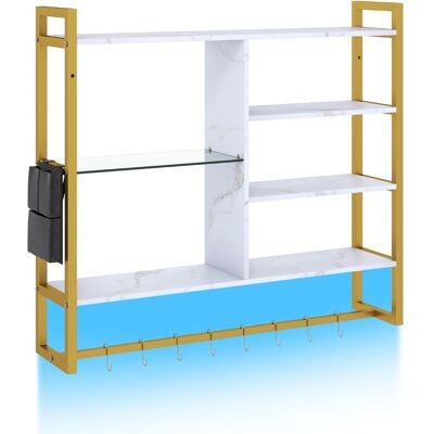 CostwayÉtagères Flottantes pour Jeux de 107 cm avec Lumières LED Télécommande et Application Étagère Murale à 6 Niveaux avec 8 Crochets Blanc - Publicité CostwayÉtagères Flottantes pour Jeux de 107 cm avec Lumières LED Télécommande et Application Étagère Murale à 6 Niveaux avec 8 Crochets Blanc - Publicité