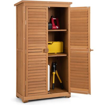 CostwayAbri de Jardin En Bois 160 Cm Toit en Asphalte 2 Portes Verrouillables avec Loquet Armoire Cabane en Sapin Pré-Huilé Imperméable 3 Étagères Amovibles Naturel - Publicité CostwayAbri de Jardin En Bois 160 Cm Toit en Asphalte 2 Portes Verrouillables avec Loquet Armoire Cabane en Sapin Pré-Huilé Imperméable 3 Étagères Amovibles Naturel - Publicité
