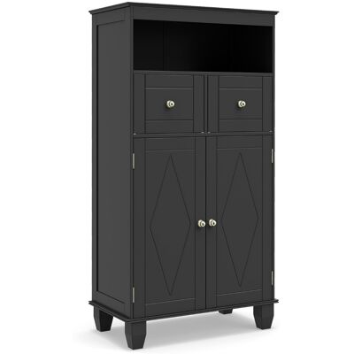 CostwayArmoire de Rangement sur Pied pour Salle de Bain Organiseur de Rangement Moderne avec Portes Étagères Tiroirs et Pieds en Pin Massif Noir - Publicité CostwayArmoire de Rangement sur Pied pour Salle de Bain Organiseur de Rangement Moderne avec Portes Étagères Tiroirs et Pieds en Pin Massif Noir - Publicité