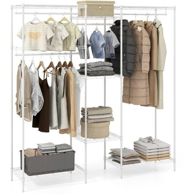 CostwayArmoire Portable Porte-vêtements en Métal Résistant avec avec Installation en L & Horizontale 7 Étagères Réglables Charge 530kg Blanc - Publicité CostwayArmoire Portable Porte-vêtements en Métal Résistant avec avec Installation en L & Horizontale 7 Étagères Réglables Charge 530kg Blanc - Publicité
