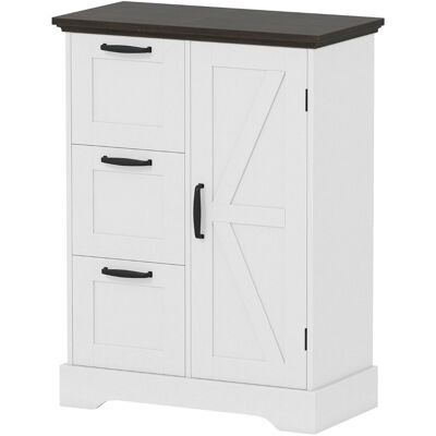 CostwayArmoire sur Pied Meuble d'Accent de Style Ferme avec Porte de Grange et 3 Tiroirs de Rangement Buffet avec Kit Anti-basculement Blanc - Publicité CostwayArmoire sur Pied Meuble d'Accent de Style Ferme avec Porte de Grange et 3 Tiroirs de Rangement Buffet avec Kit Anti-basculement Blanc - Publicité