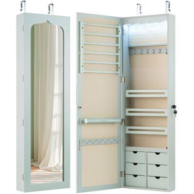 CostwayArmoire à Bijoux Murale LED avec Miroir 6 Tiroirs Hauteur du Crochet Ajustable 120x36,5x11,5CM Vert - Publicité CostwayArmoire à Bijoux Murale LED avec Miroir 6 Tiroirs Hauteur du Crochet Ajustable 120x36,5x11,5CM Vert - Publicité