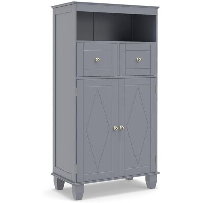 CostwayArmoire de Rangement sur Pied pour Salle de Bain Organiseur de Rangement Moderne avec Portes Étagères Tiroirs et Pieds en Pin Massif Gris - Publicité CostwayArmoire de Rangement sur Pied pour Salle de Bain Organiseur de Rangement Moderne avec Portes Étagères Tiroirs et Pieds en Pin Massif Gris - Publicité