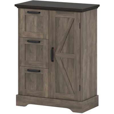 CostwayArmoire sur Pied Meuble d'Accent de Style Ferme avec Porte de Grange et 3 Tiroirs de Rangement Buffet avec Kit Anti-basculement Gris - Publicité CostwayArmoire sur Pied Meuble d'Accent de Style Ferme avec Porte de Grange et 3 Tiroirs de Rangement Buffet avec Kit Anti-basculement Gris - Publicité