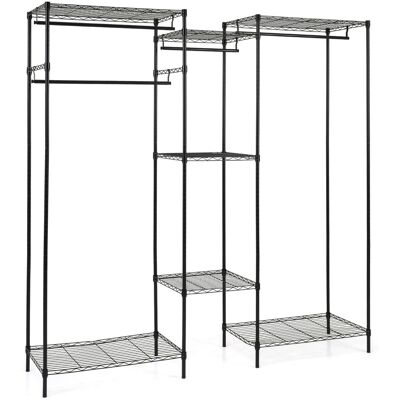 CostwayArmoire Portable Porte-vêtements en Métal Résistant avec avec Installation en L & Horizontale 7 Étagères Réglables Charge 530kg Noir - Publicité CostwayArmoire Portable Porte-vêtements en Métal Résistant avec avec Installation en L & Horizontale 7 Étagères Réglables Charge 530kg Noir - Publicité