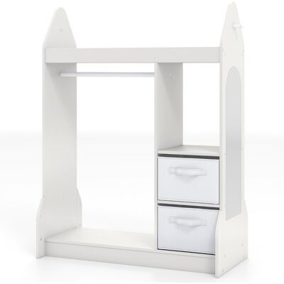 CostwayArmoire pour Enfants Centre de Déguisement avec Miroir en Acrylique Cintre Étagère Supérieure et Étagères Ouvertes Bacs en Tissu Blanc - Publicité CostwayArmoire pour Enfants Centre de Déguisement avec Miroir en Acrylique Cintre Étagère Supérieure et Étagères Ouvertes Bacs en Tissu Blanc - Publicité