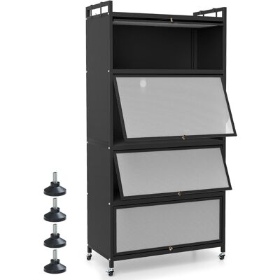 CostwayArmoire de Rangement de Cuisine à 5 Niveaux Garde-manger Métallique avec 4 Portes Relevables Chariot à Roulette pour Micro-ondes Noir - Publicité CostwayArmoire de Rangement de Cuisine à 5 Niveaux Garde-manger Métallique avec 4 Portes Relevables Chariot à Roulette pour Micro-ondes Noir - Publicité