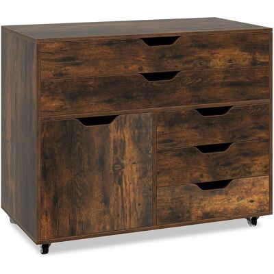 CostwayArmoire à 5 Tiroirs avec Porte Desserte Mobile à 5 Roulettes Armoire à Dossiers Latérale Roulante Support d'Imprimante Marron Rustique - Publicité CostwayArmoire à 5 Tiroirs avec Porte Desserte Mobile à 5 Roulettes Armoire à Dossiers Latérale Roulante Support d'Imprimante Marron Rustique - Publicité